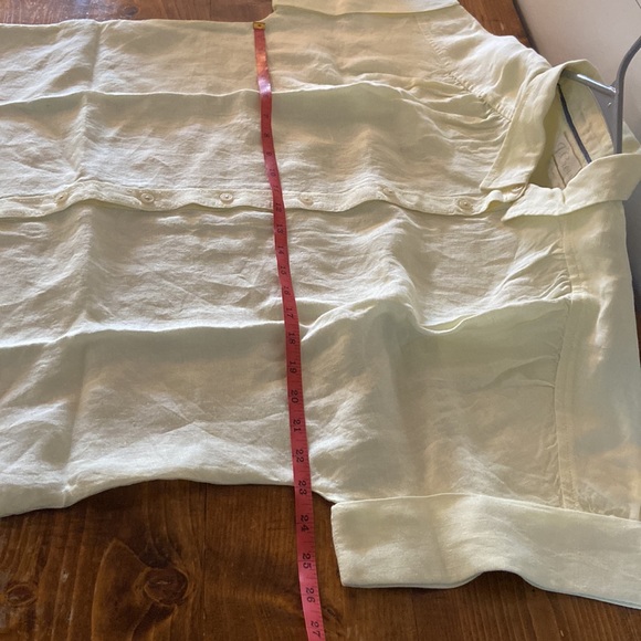 J. Crew BAIRD McNUTT Irish Linen top. New without tags!  Yellow, cream buttons - Picture 11 of 13